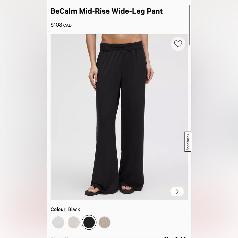 lululemon athletica “BeCalm “Black Wide-Leg Pants